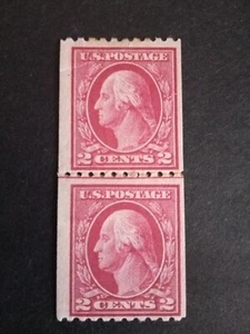 U.S. Guide Line Pair of 1914, Washington #442, 2¢ carmin, mint. CV 150,0000 $ - Bild 1 von 2
