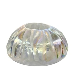 FENTON Iridescent Iceberg White Glass Votive Tea Light Candle Holder Dome Shape - Picture 1 of 9