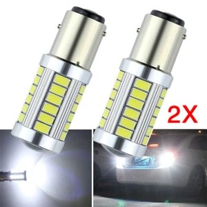 2Pcs White 1157 BAY15D 33SMD 5630 Car LED Tail Stop Brake Reverse Light Bulb 12V - Picture 1 of 9