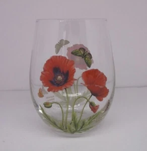Portmeirion Botanic Garden Poppy & Butterfly 20 oz Drinking Glass Tumbler - Picture 1 of 5