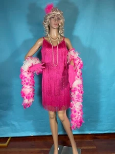 Disfraz Flapper en rosa intenso años 20 Gatsby Med. - Imagen 1 de 5