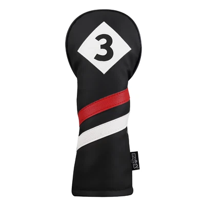 Majek Retro Golf #3 Fairway Wood Headcover Black Red White Vintage Leather Style - Image 1 of 4