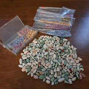 Crafters Lot Beads Shiny Stones And Glass Seed Beads Earth Tones Boho Jewelry - Picture 1 of 12
