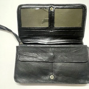 Vtg Capezio Black Checkbook Wallet Clutch Wristlet Key Fob. Zip Change Purse - Picture 1 of 12