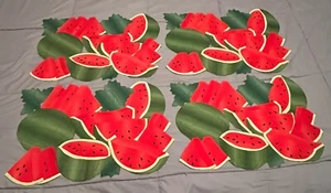 Set 4 Figural Watermelon Placemats Cutout Design Pink Green Cotton/Polyester NWT - Picture 1 of 5
