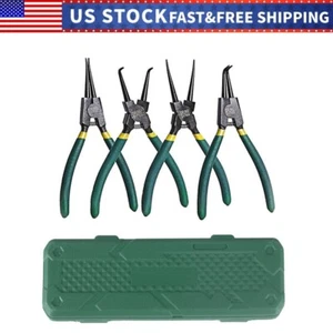 Portable 7"Internal External Retaining Clips Snap Ring Circlip Pliers Set W/Case - Picture 1 of 8