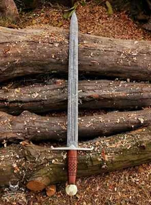 Espada vikinga de acero Damasco forjada a mano afilada lista para batalla espada medieval regalo - Imagen 1 de 4