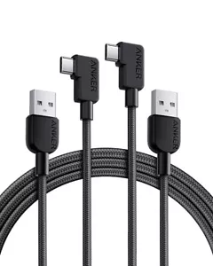 Anker USB C Cable Right Angle, 2-Pack 6 ft USB-A to 90 Degree USB-C Braided Char - Picture 1 of 5