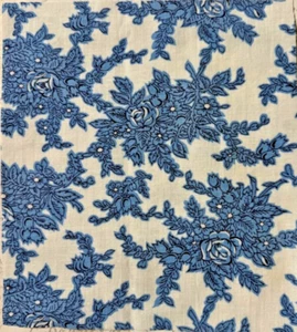 PRETTY Vintage 1940s blue floral on white Feed sack fabric piece 8x9" - Picture 1 of 3