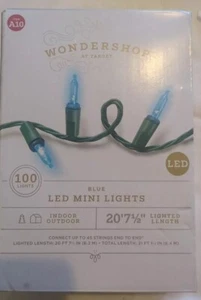 100ct Blue Lights LED Faceted Mini Hanukkah Christmas String Wondershop 20' NEW - Picture 1 of 2