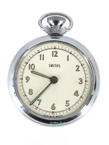 VINTAGE SMITHS MADE IN GREAT BRITAIN CHROME POCKET WATCH - 64 MOVEMENT - Foto 1 di 5