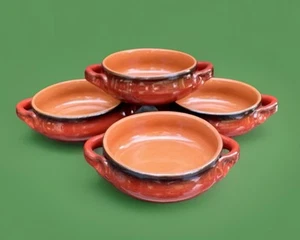 4er Set DE SILVA glasierte Terrakotta Keramik Ofengriff Suppenschalen Italien - Bild 1 von 8