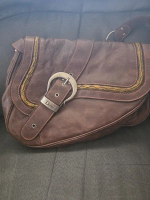 Bolso de Hombro Christian Dior Gaucho Cuero Marrón Vintage Foto 1 de 4