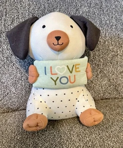 Pillowfort "I LOVE YOU" Plush Black & White Puppy Dog Pillow Stuffed Toy 9x6x5 - Picture 1 of 12