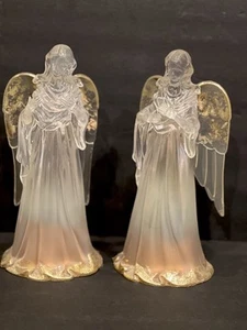 Vintage Acrylic Clear & Gold Flecked Resin Angel Singing In The Heavenly Choir - Picture 1 of 15