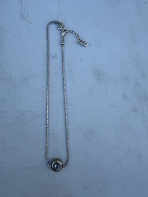 Brighton Adjustable Length Necklace with 2 Tone Pendant Blue Paste Jewel 16" X23 - Image 1 of 4