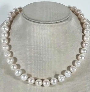 Vintage Baroque Freshwater Pearl Necklace Sterling Silver Clasp Hand Strung 46cm - Bild 1 von 5