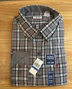 IZOD MEN'S BUTTON-DOWN SHIRT SIZE XL COLOR FROST GRAY HEATHER EASY CARE - Picture 1 of 4