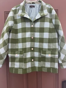 Talbots Opal Blue Willow Green Field Jacket Belle Check 1x Checkered Coat - Picture 1 of 8