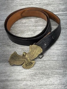 VTG Nocona Belt Company Black Eel D461 BBB Brass Baron Eagle Buckle 6207 Size 38 - Picture 1 of 18
