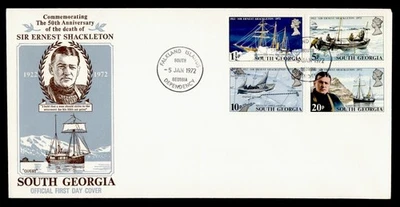 DR WHO 1972 SOUTH GEORGIA FDC ANTARCTIC SHACKLETON CACHET COMBO M61511 - Image 1 of 2