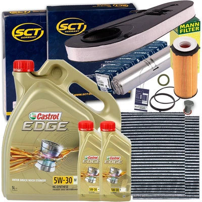 MEYLE + MANN-FILTER + WEITERE INSPEKTIONSPAKET+CASTROL M 5W30 ÖL passend für BMW 5er F10 F07 7er F01 525-535d