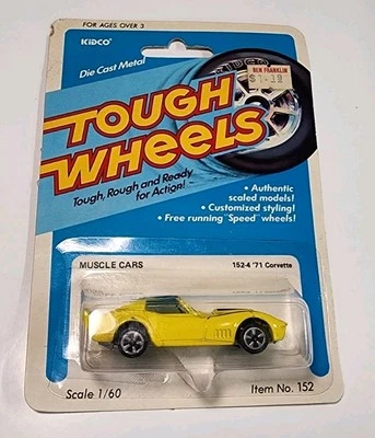 Kidco Tough Wheels Yellow 71 Chevy Corvette 1/60 Diecast/Plastic Stingray - Image 1 of 4