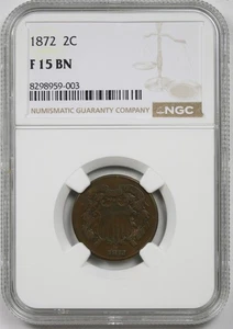 1872 2C NGC F 15 BN Two-Cent Piece - Picture 1 of 4