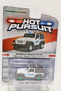 Greenlight 1/64 Hermosa Beach CA Police 2007 Jeep Wrangler 42750-C Chase Car - Picture 1 of 2