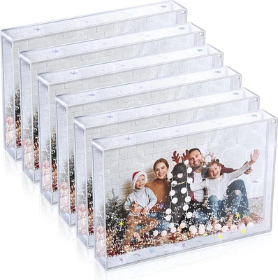 Moldura para foto globo de neve Natal 8 peças 4 x 6 polegadas glitter acrílico  - Imagem 1 de 4