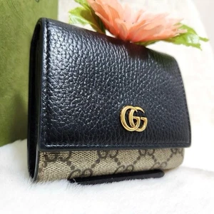 GUCCI Marmont Supreme 598587 Bifold Wallet Black Leather GG Gold Hardware - Bild 1 von 12