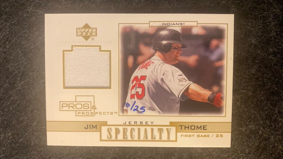 2001 Upper Deck Pros & Prospects Gold Jersey Specialty Card Jim Thome 10/25 - Image 1 of 1