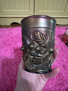 Antique 1930's Depression Northwood Amethyst Acorn Gold Carnival Glass Tumbler - Picture 1 of 6