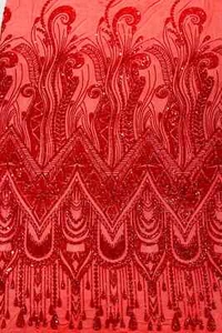 Zig Zag Tear Drop Sequins - Red - 4Way Stretch Zig Zag Sequins By The Yard - Picture 1 of 4
