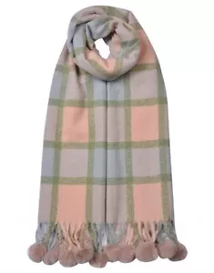Women Ladies Winter Scarf Cashmere Bland Plain Printed Tassel Hem Pompom Scarf - Picture 1 of 275