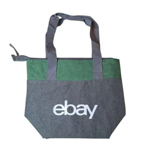 ebay Swag Borsa Porta Pranzo Isolata Tote Cooler Verde Grigio Zip 12 x 10 - Foto 1 di 6