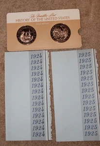 Franklin Mint solid bronze U.S. history medallions 1924 and 1925 - NEW, complete - Picture 1 of 5