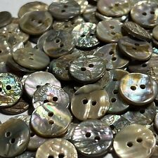 Real Mexican Abalone Shirt Button Smoke/Natural/Rainbow 13mm 1/2" 2hole