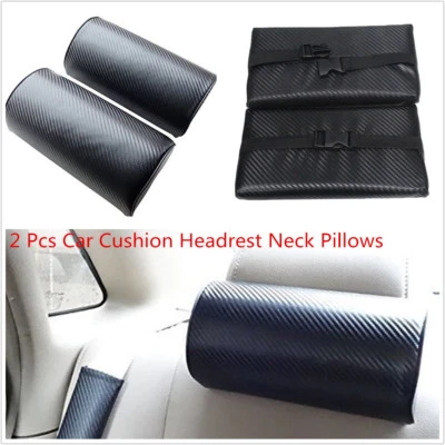 2 Piezas Fibra de Carbono Bordada Superficie Coche Reposacabezas Asiento Cuello Almohada Foto 1 de 4