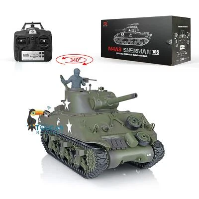 US STOCK 1/16 Henglong 2.4G 7.0 RC Tank M4A3 Sherman 3898 RTR Model Smoke BB IR - Image 1 of 4