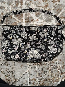 Vera Bradley Glenna Satchel Shoulder Handbag Bag Holland Garden Black Floral - Picture 1 of 3