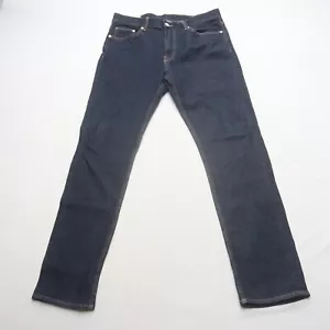 H&M Mens Slim Jeans Size 33 x 32 Dark Wash Denim Contrast Stitch 31" Inseam - Picture 1 of 9