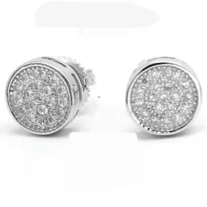 Cluster Diamond Stud Earrings 2Ct Round Cut Lab Created 14k White Gold Finish - Picture 1 of 2