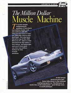 McLaren M1 "Million Dollar Muscle Machine" Sportwagen Datenblatt Faktenkarte - Bild 1 von 2