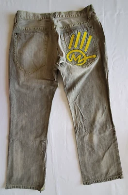 Pantalones de mezclilla Miskeen Originals para hombre 40 (40x32) gris amarillo años 90 Y2k patinador hip hop Foto 1 de 4