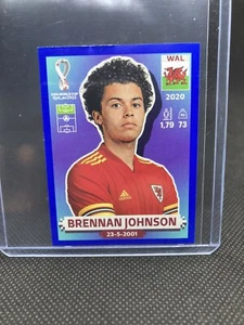 2022 FIFA WM Panini Aufkleber blau parallel BRENNAN JOHNSON Wales WAL19 - Bild 1 von 2