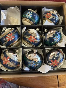 Set Of 8 Jumbo 4 Inch Vintage Ornaments Vitbis Poland With Paint Loss - Picture 1 of 14