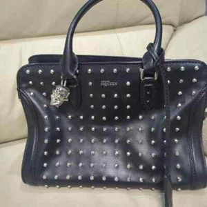 Good Condition Alexander McQueen Studded Skull Mini Handbag Black Silver - Japan - Picture 1 of 6