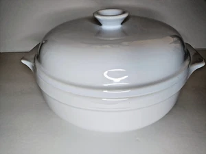 Cazuela/horno holandés vintage Emile Henry blanca de 10,5" con tapa #8440 hecha en Francia - Imagen 1 de 8