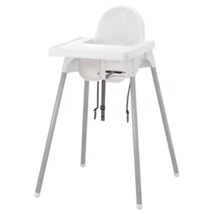 IKEA ANTILOP Hochstuhl weiß/silber, mit Tablett & Sicherheitsgurt, 15 kg, 90 cm - Bild 1 von 5